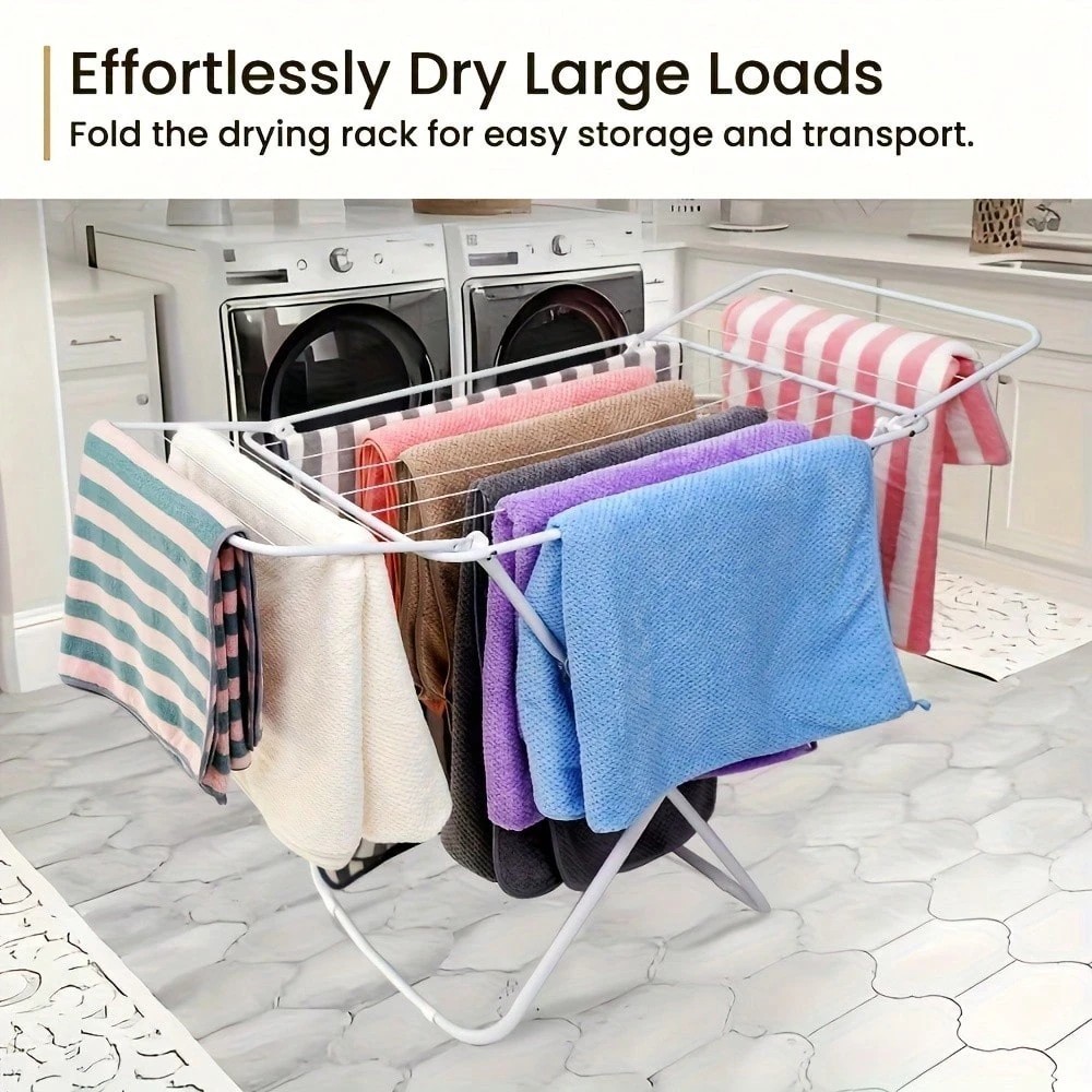 Foldable Clothes Drying Rack with Adjustable Wings Large Free-Standing