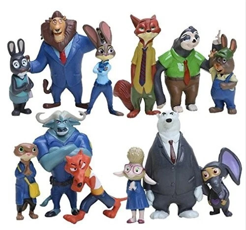 Zootopia Animals Dolls Figures Cake Topper Party Toys Gift - 12 Pcs Set