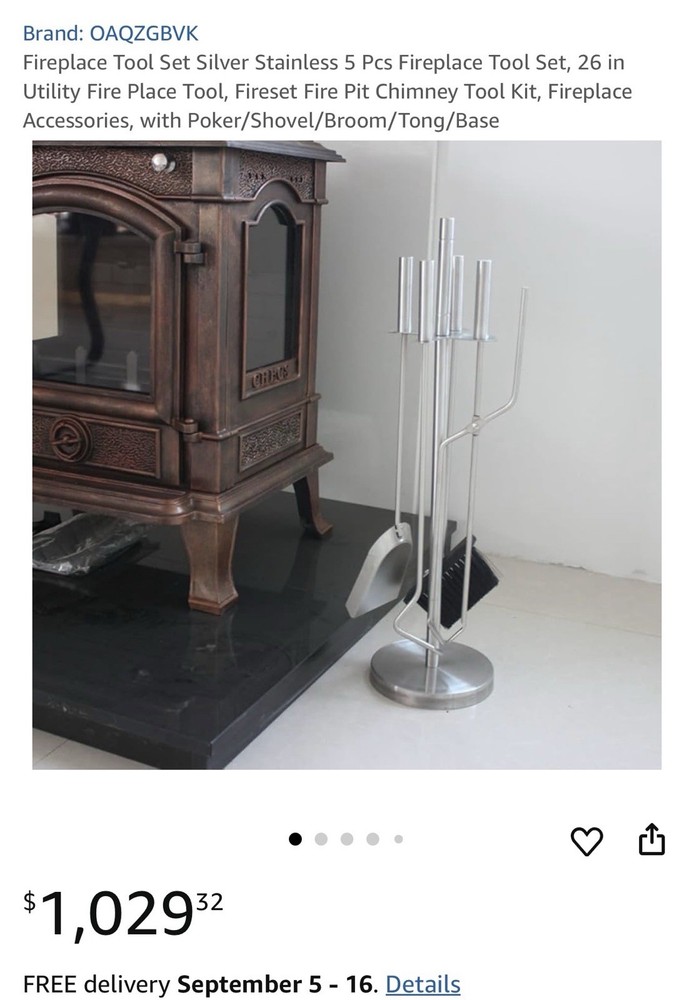 Fireplace Tool Set Silver Stainless 5 Pcs Fireplace Tool Set
