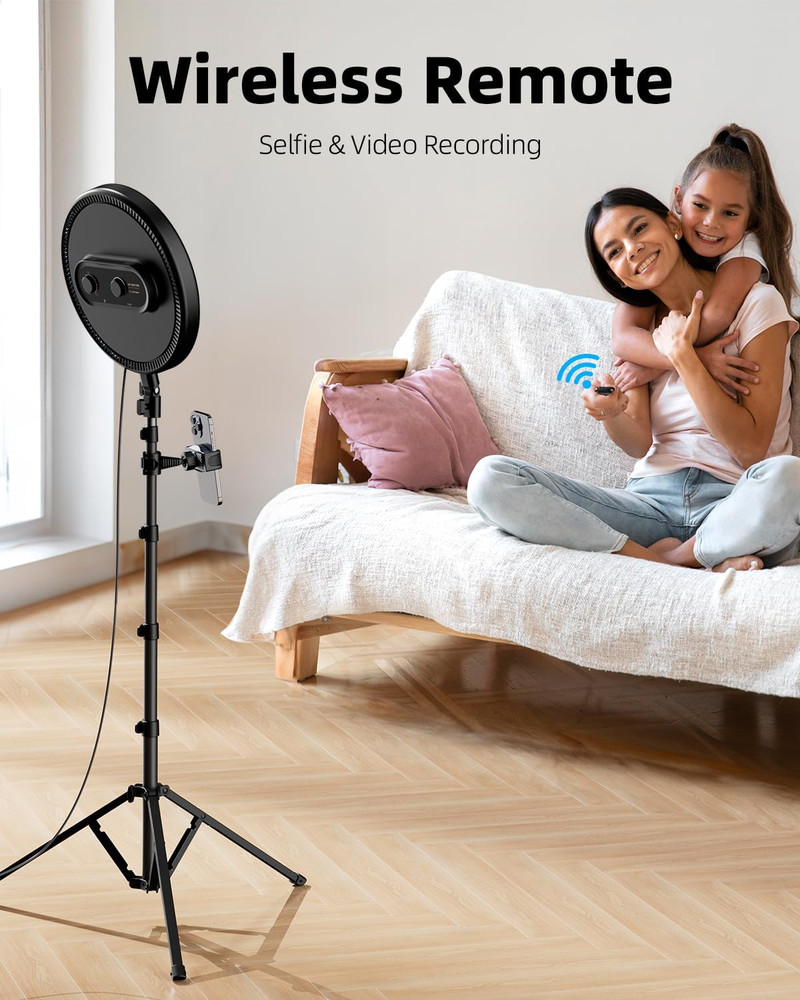 Large Ring Light with Stand, 72“ Tripod with Ring Light, 6500K Full-Screen Ringl
