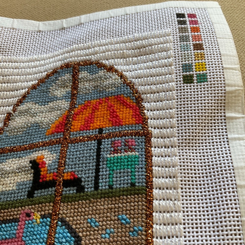 COMPLETED SUMMERTIME NEEDLEPOINT CANVAS! DONE BY ME