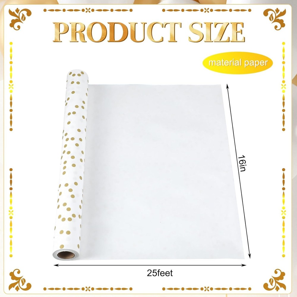 Paper Gold Confetti Table Runner Roll 25' Long x 16" Decorative Table Runner