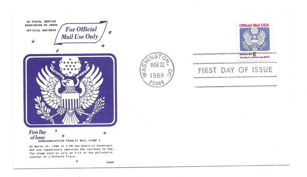 O140 'E' ( 25c) Official coil, GAMM FDC