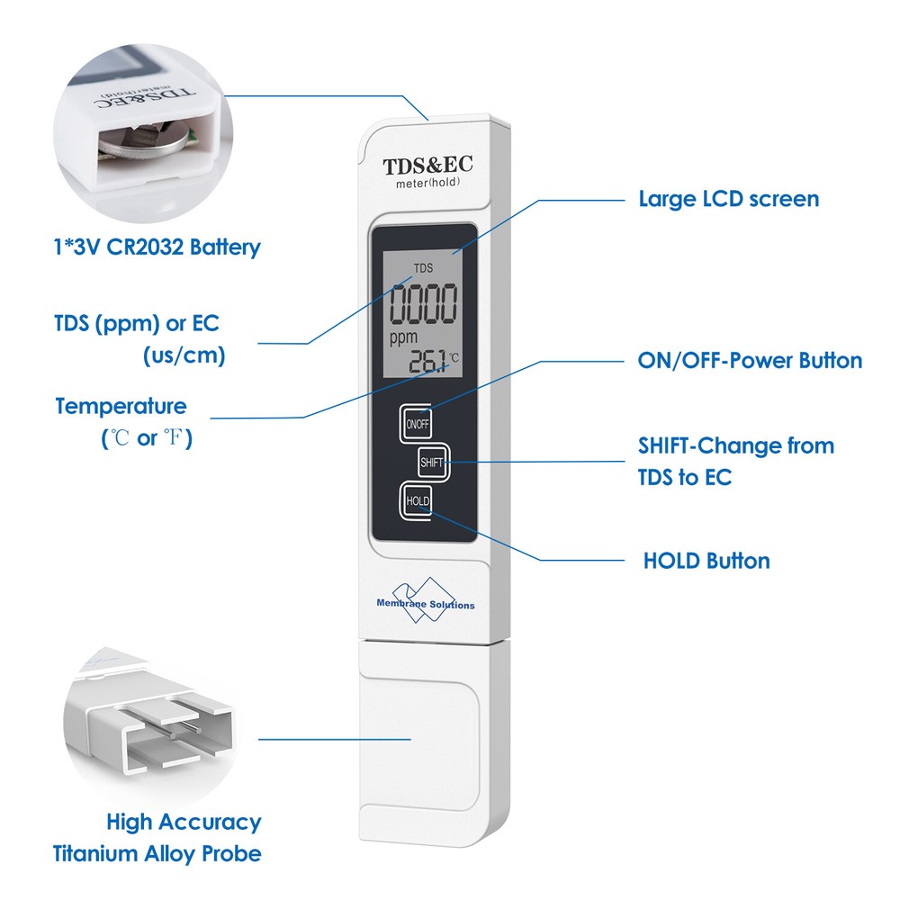 TDS Meter Digital Water Quality Tester PPM Water Testing Kit,with Carrying Case