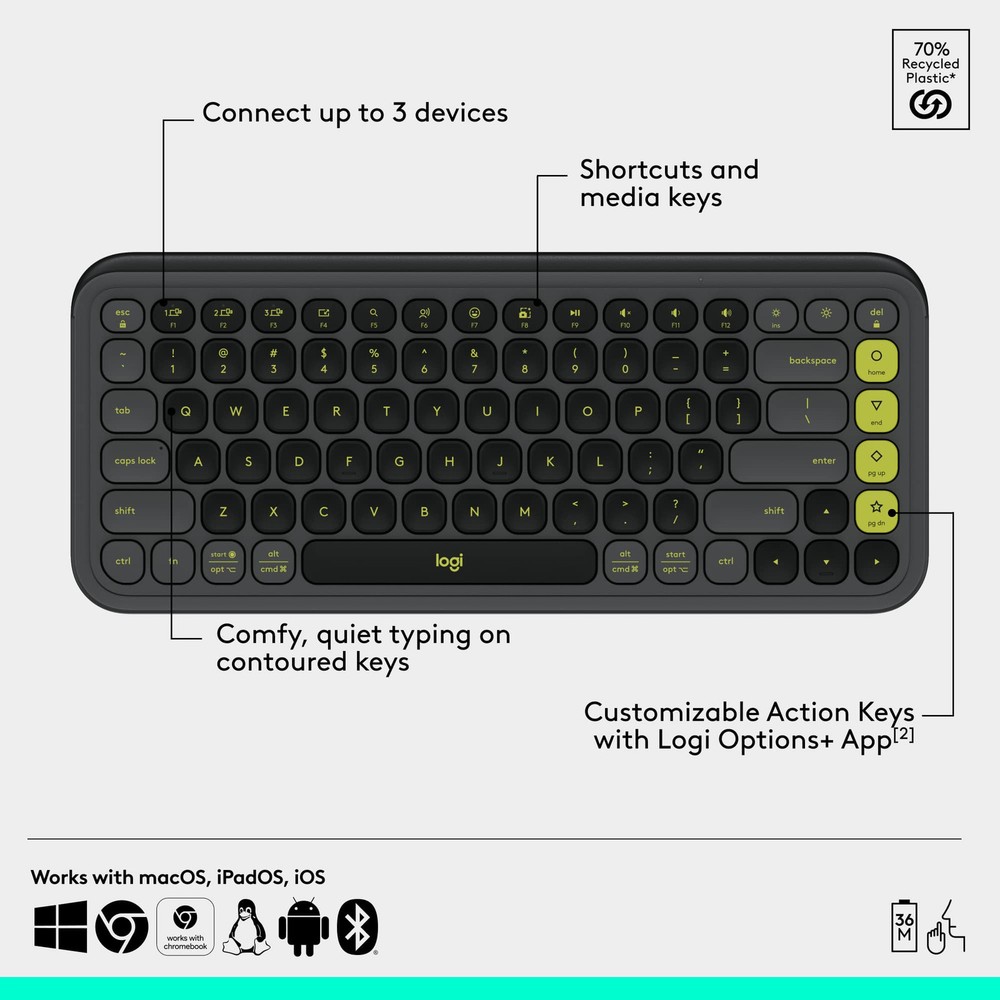 Logitech - POP ICON COMBO Compact TKL Bluetooth Keyboard and Mouse Bundle wit...