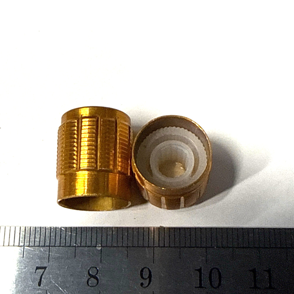 set of 2 knobs OD = 15 mm for push it in 6 mm shaft 0.25 inch DARK GOLD