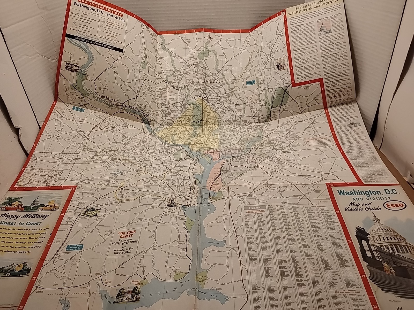 1962 ESSO Washington DC & Vicinity Map & Visitor's Guide - Gas Station Map
