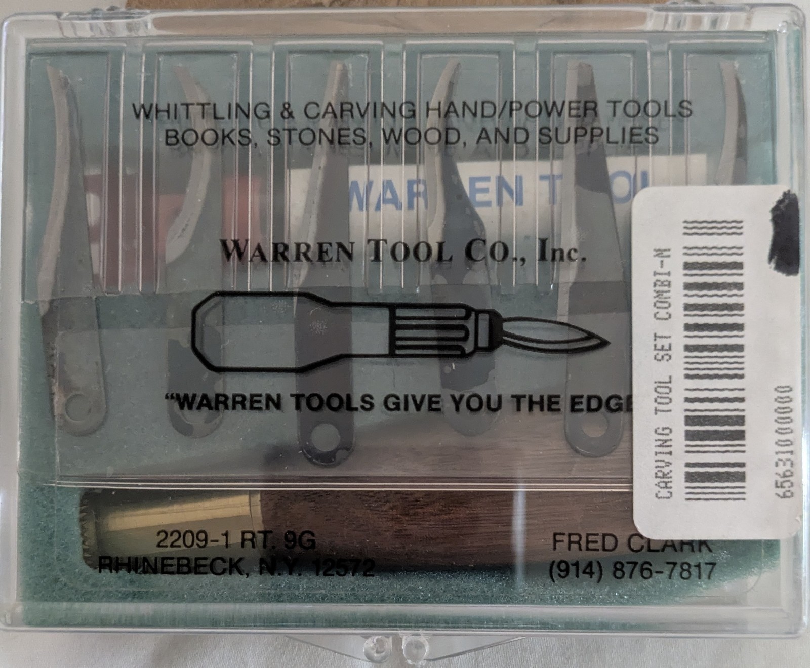 Vintage Warren Tool Company Whittling / Carving Set, incl 9 Blades, Handle, Case