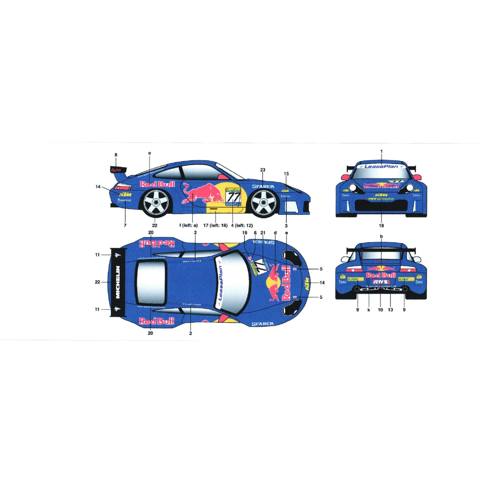 Red Bull Racing Decals Porsche 996 GT3 Ferrari 360 550 GT Cartograf FIA Daytona