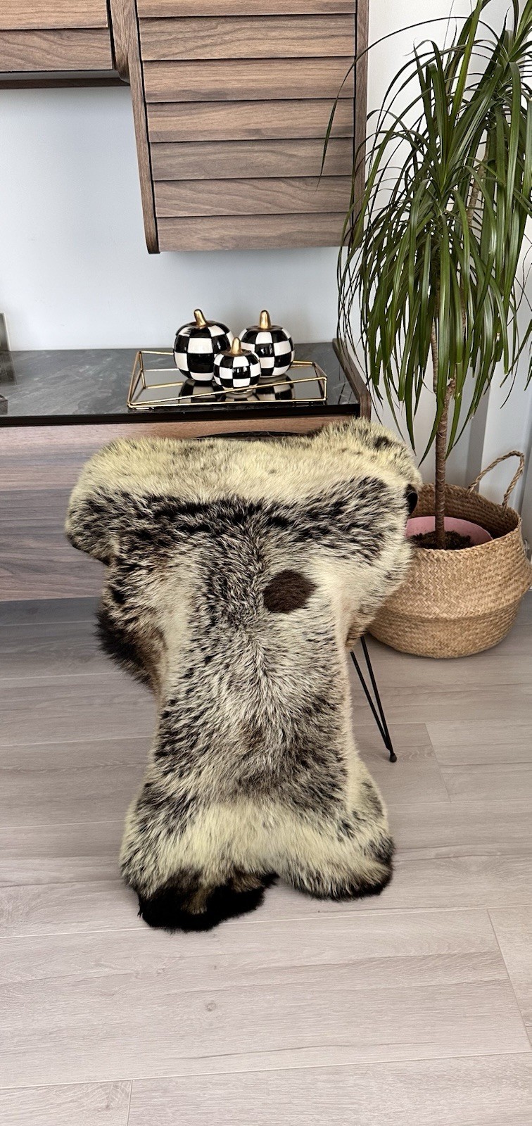 Set Of 3,%100 Toscana Sheepskin Rug,Sheepskin Pelt,color,black,bej
