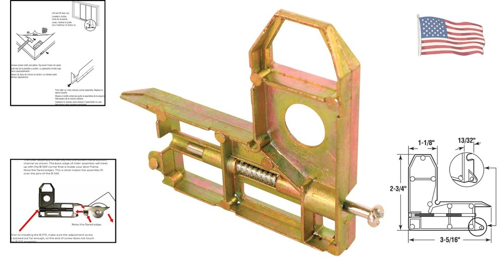 Durable Yellow Zinc Screen Door Corner Insert Set - 2 Pack, Easy Installation