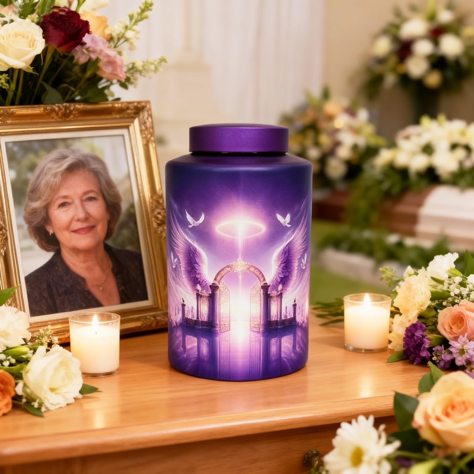 Mianachilu Large Cremation Urn for Adult Female Male 220 lbs, Purple