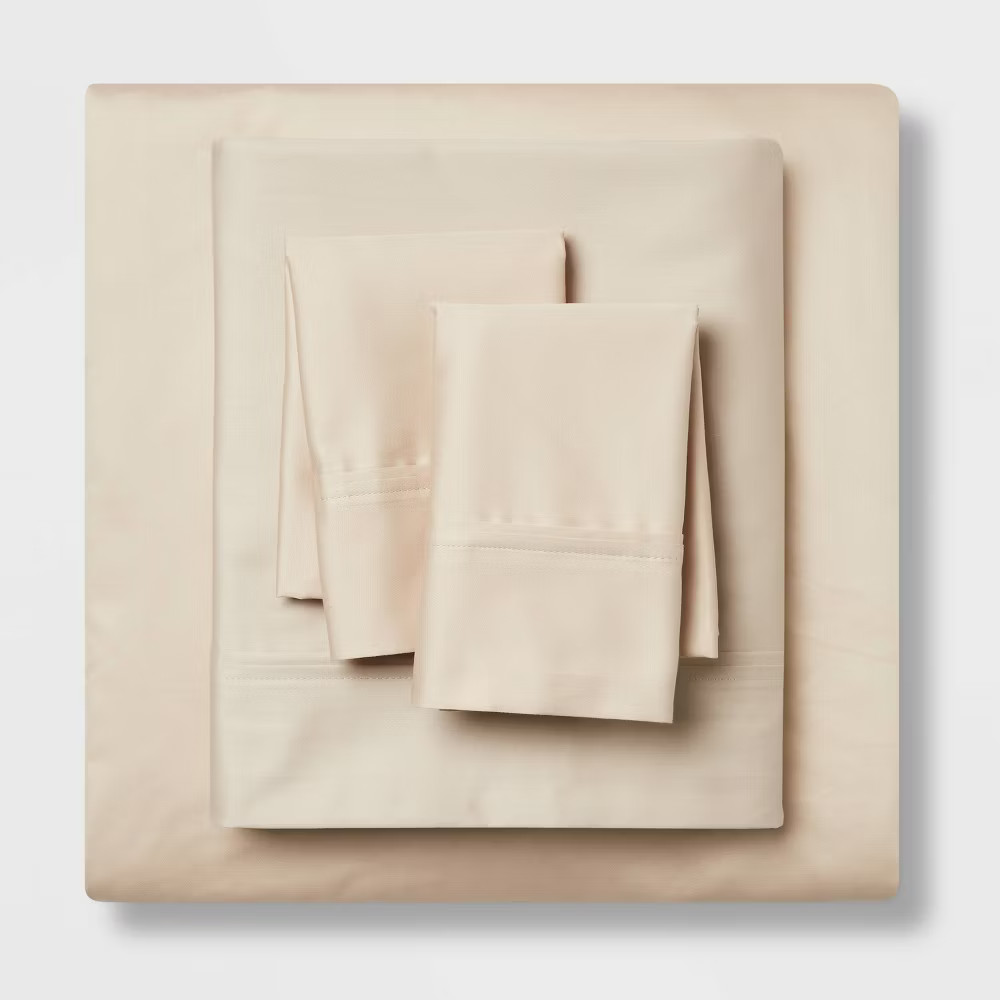 Full Solid Performance 400 Thread Count Sheet Set True Khaki - Threshold: