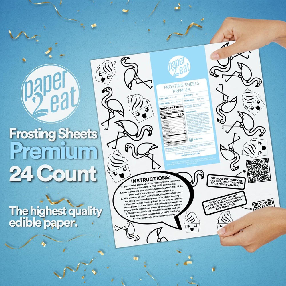 Frosting Sheets Premium 8.5“ x 11“ – 24 count – White Edible Icing Sheets