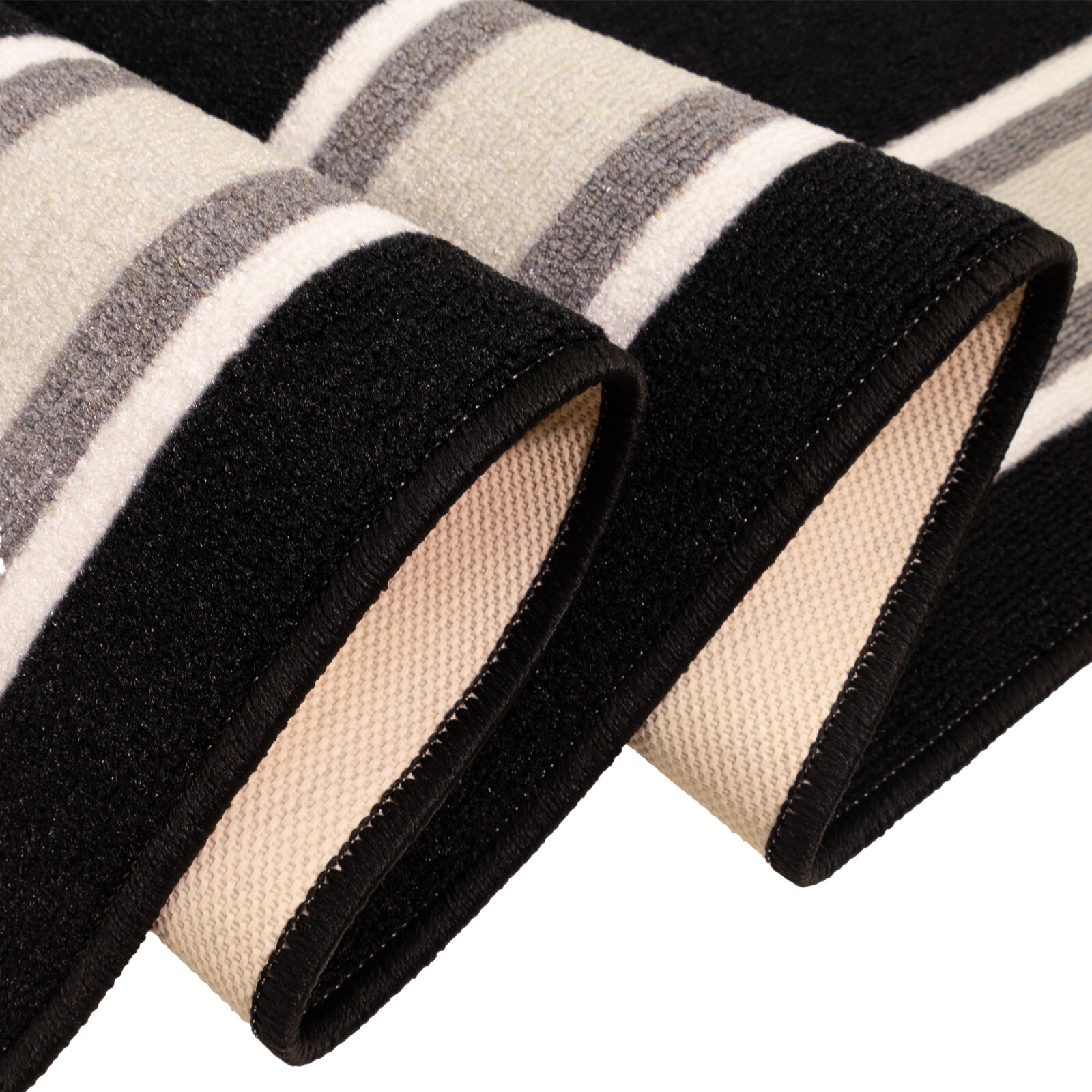 Custom Size Washable Non Slip Bordered Design Black Runner Rug 26"/30"/36" Width