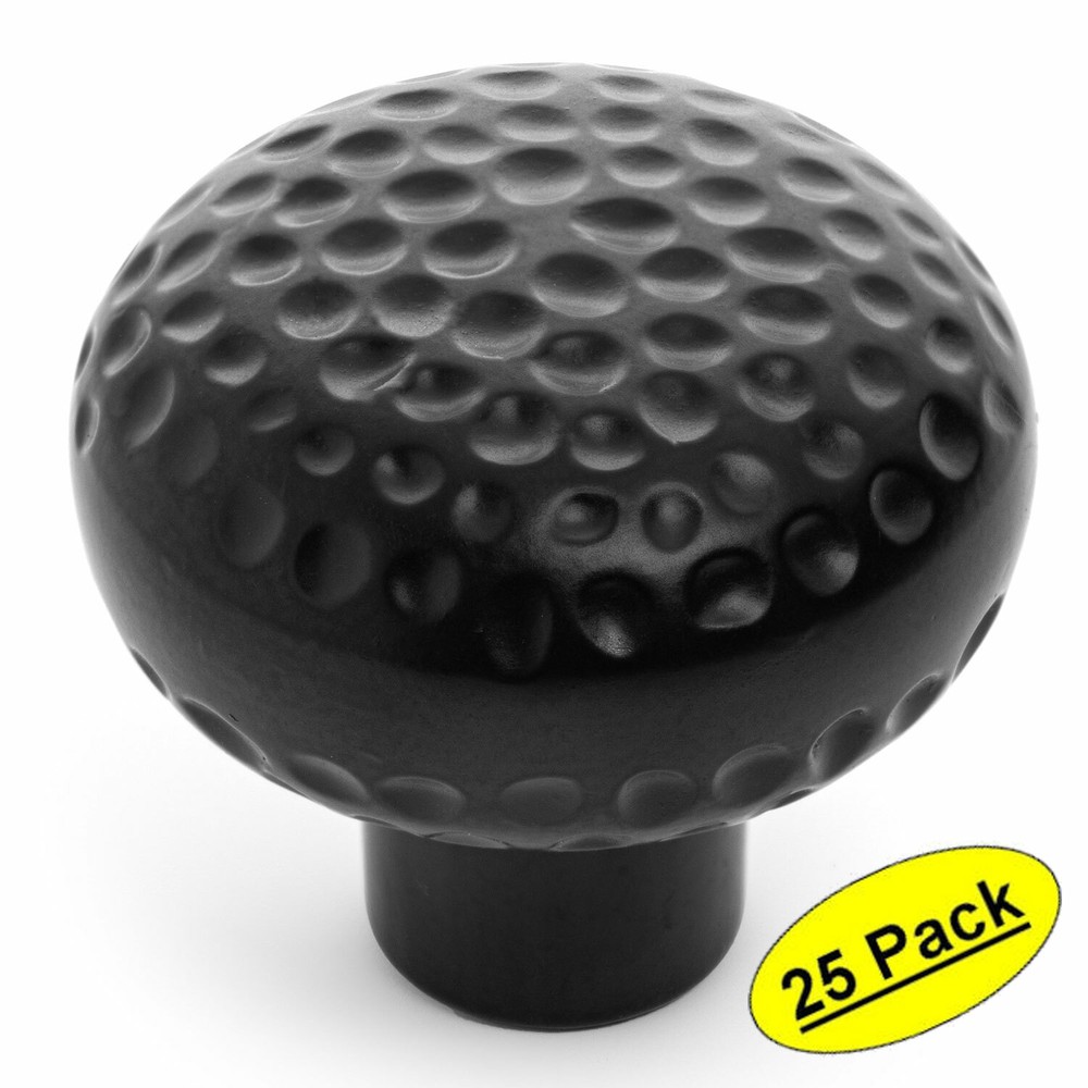 *25 Pack* Cosmas Cabinet Hardware Flat Black Hammered Round Knobs #10551FB
