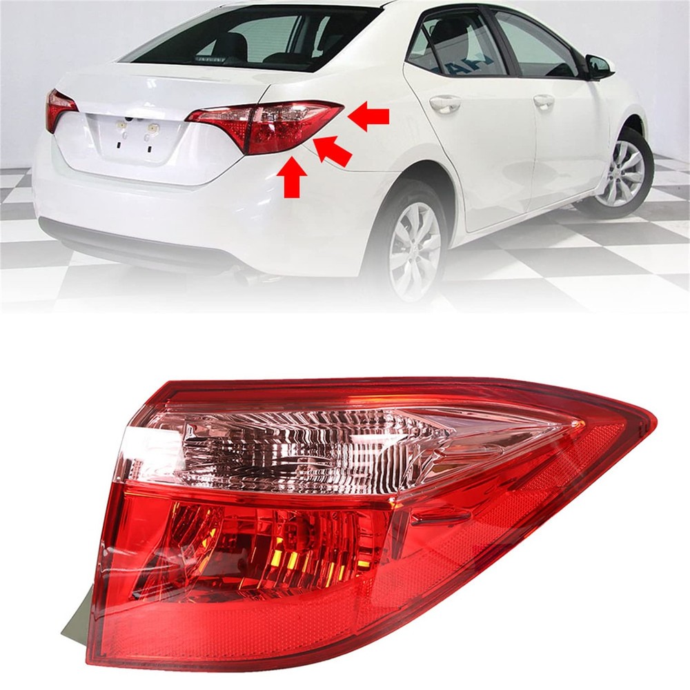 Corolla 2017-2019 Sedan Red Pink Tail Light Outer Passenger Side