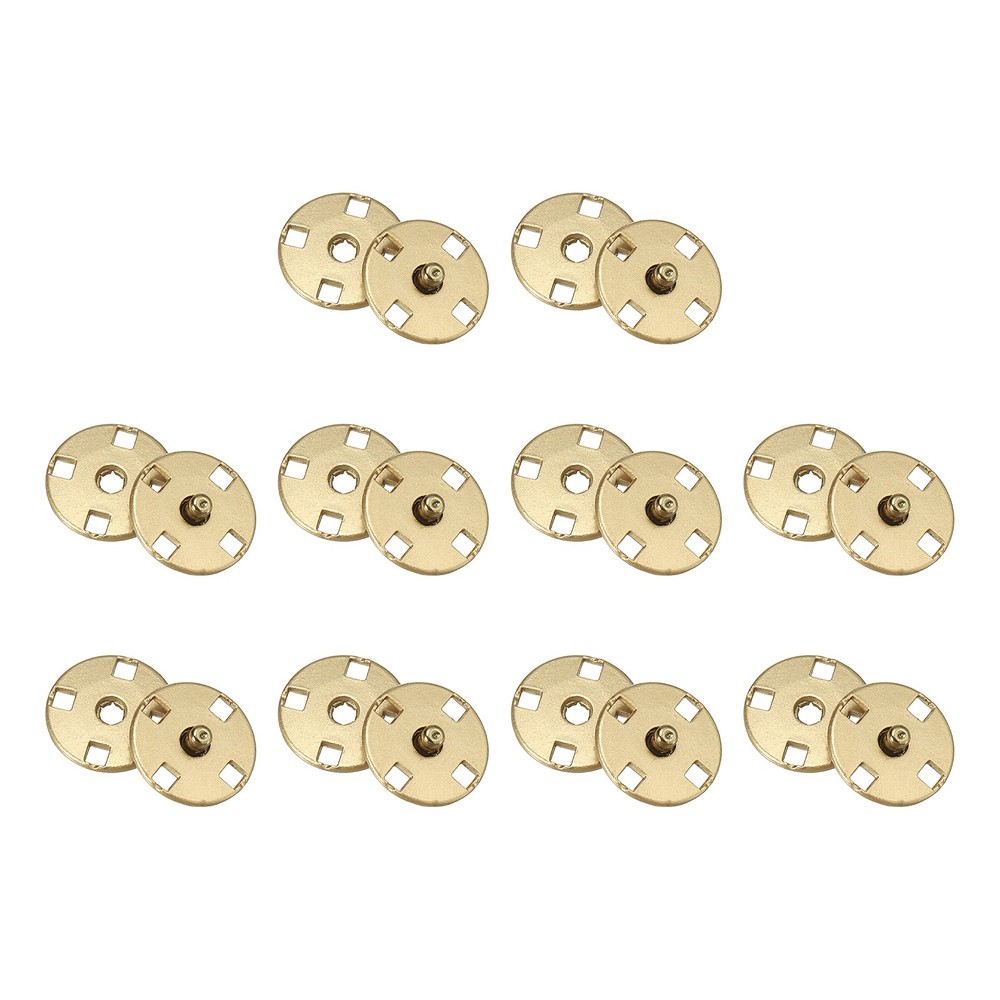 10 Sets Sewing Snap Buttons, Press Buttons Snap Fasteners 12mm, Light Gold