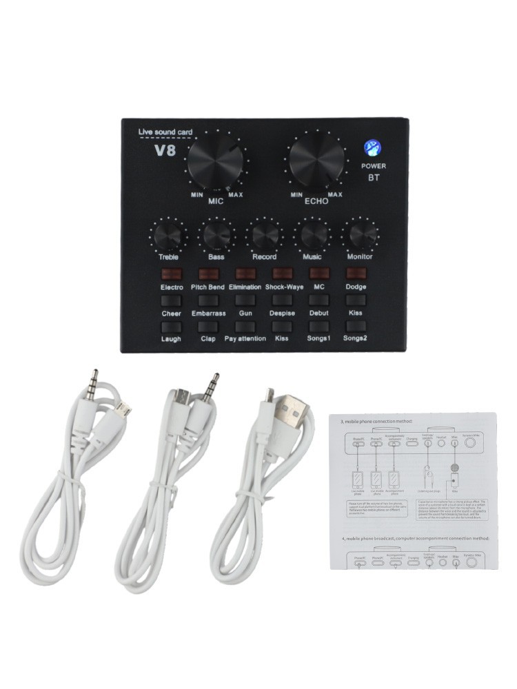 Lightweight and Portable V8 Sound Card Set Perfect for Broadcasting Needs