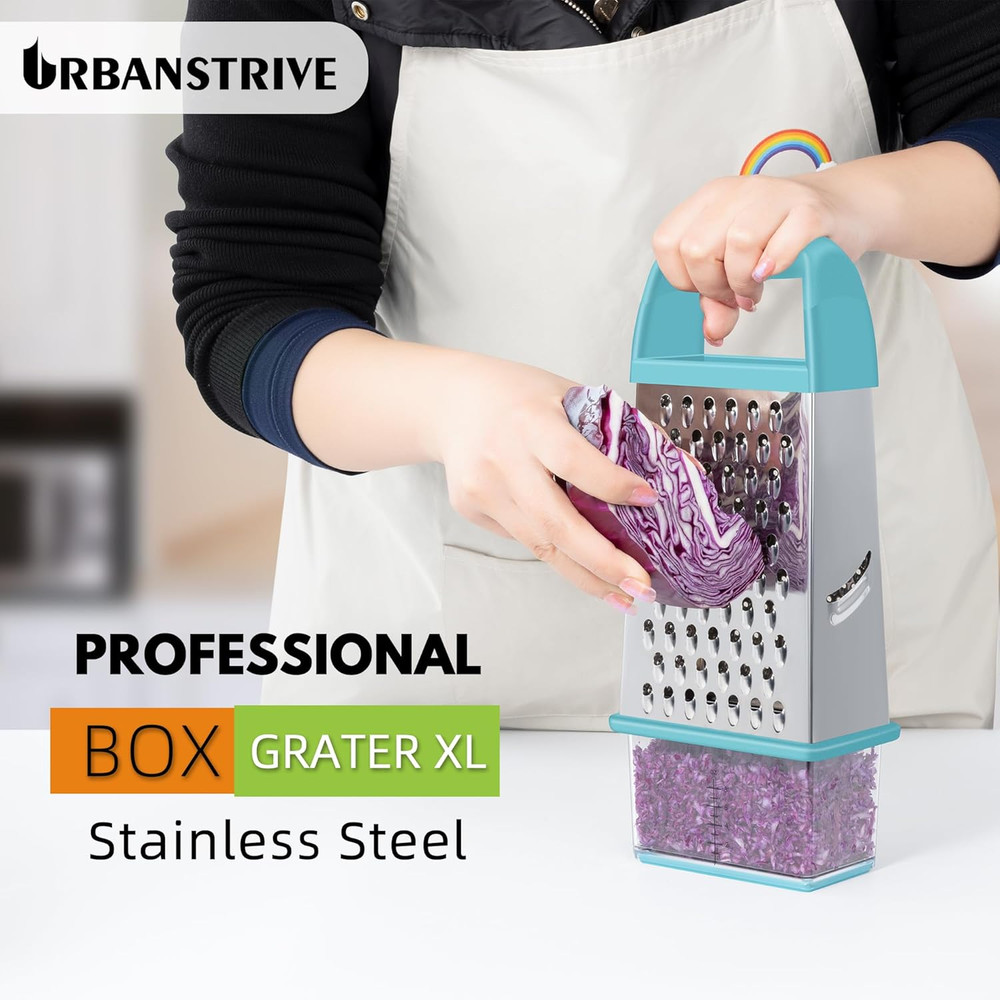 Cheese Grater with Container, Professional Cheese Grater with Handle, Stainless