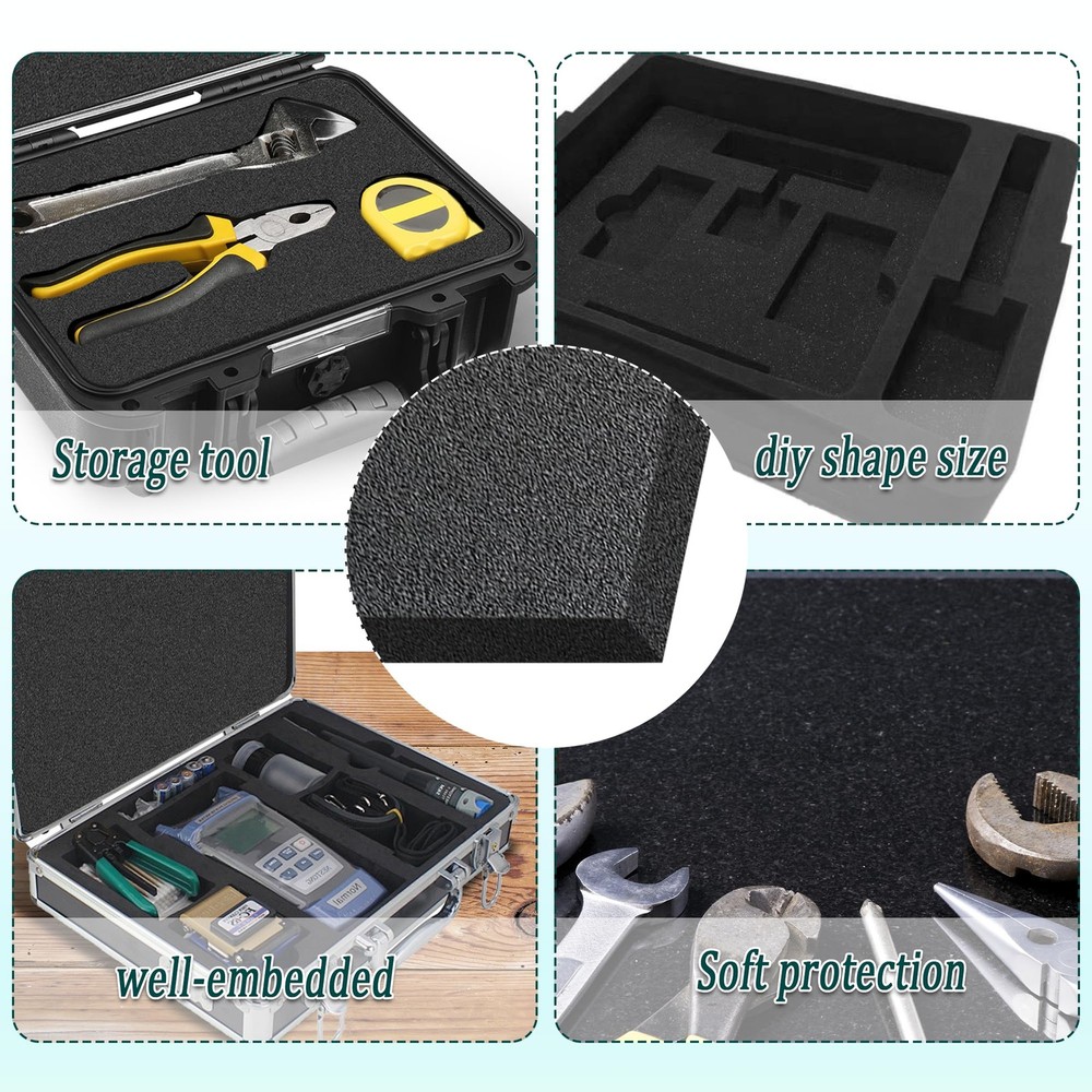 2Pcs Polyurethane Foam Sheets Cuttable Foam Inserts for Cases Toolbox, 16x12x1In