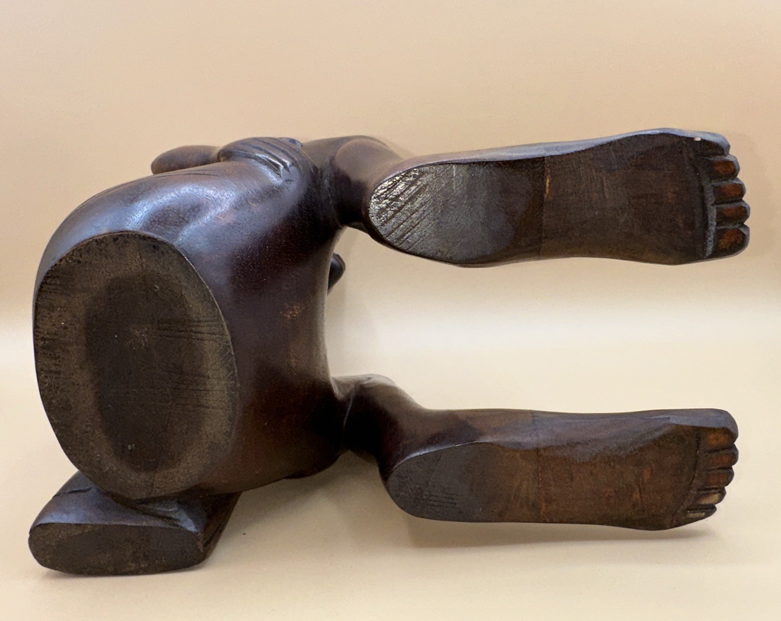 RARE!! VTG AFRICAN MAKONDE MAASAI HAND-CARVED EBONY WOOD SEATED WOMAN SCULPTURE