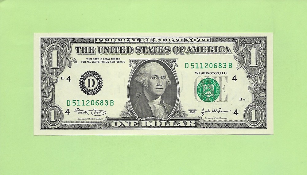 2003 ..UNCIRC $1  D 5112 0683 B  .... 2003  $1  D-B       NICE NOTE     FRN