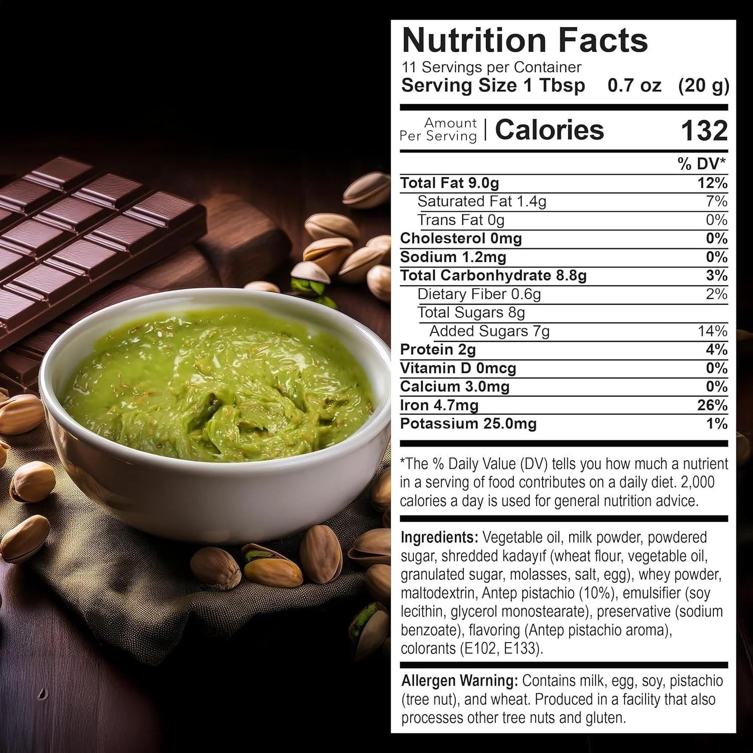 10.5oz Dubaco Dubai Chocolate Filling–Pistachio Cream with Crispy 300g-