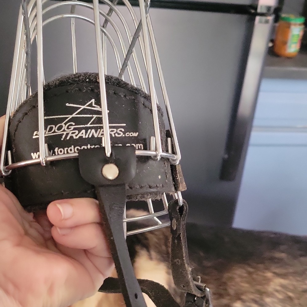 Fordogtrainers Durable Metal Wire Dog Muzzle with Comfortable Leather Padding