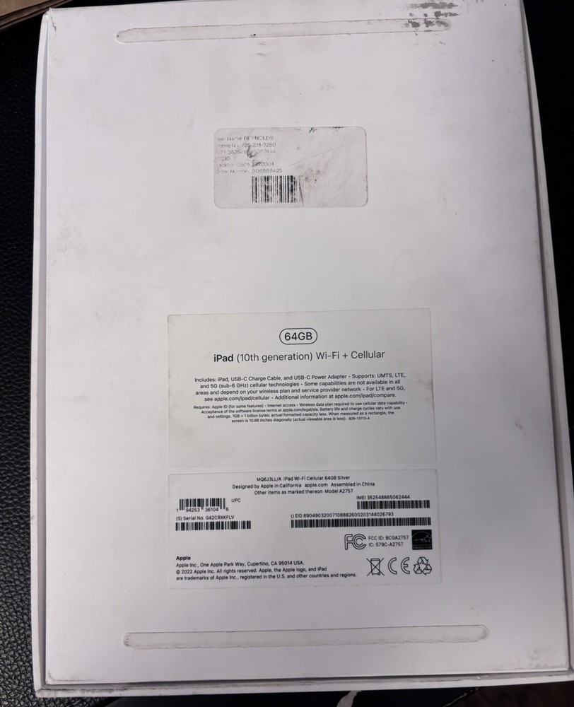 Apple iPad 10th Gen. 64GB , Empty Box Only