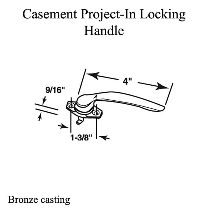 Project-In Locking Handle, Right Hand, 1-3/8 in - Bronze casting