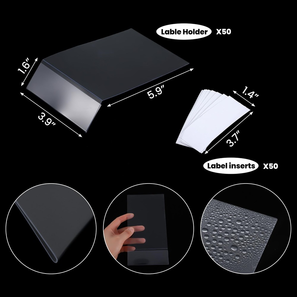 Library Shelf Label Holders 50 PCS 6x4 Inch Moveable Markers with Inserts