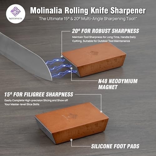Multi-Angle Knife Sharpener Kit - Diamond & Ceramic Discs, Finger Guard, Gloves,