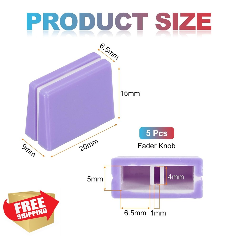 MECCANIXITY Purple Mixer Fader Knobs, 5 Pack, Slider Caps