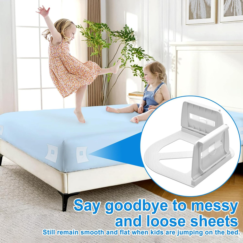 Heavy-Duty Bed Sheet Holders, 4-Pack Corner Clips for Secure Fitting