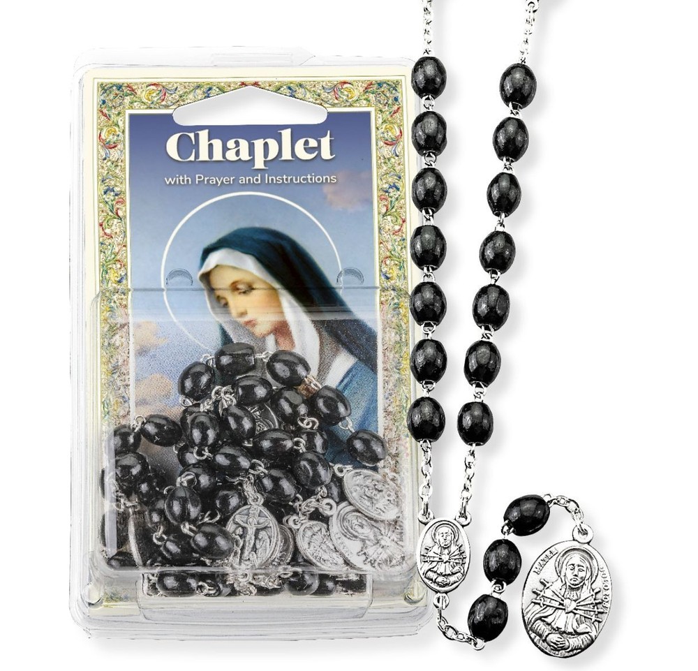 Wood Black Beads Seven Dolors Chaplet