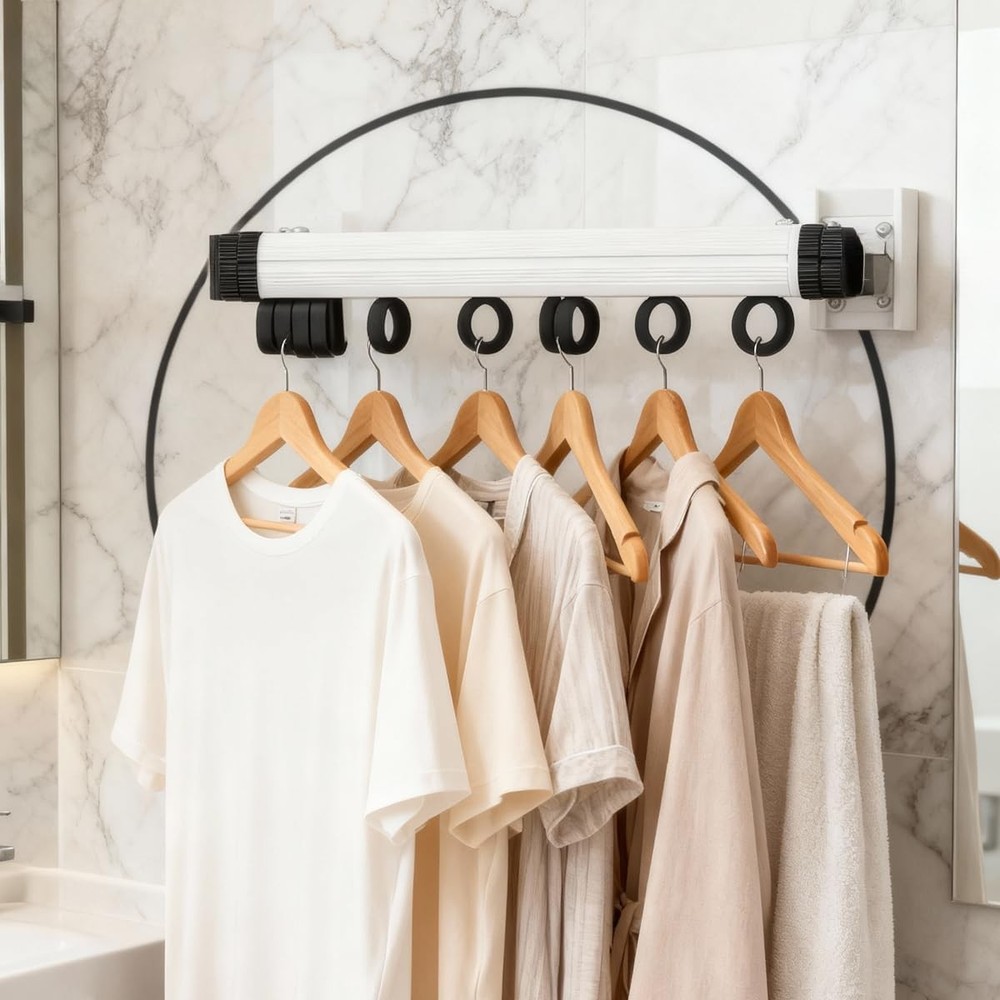 Wall Mounted Clothes Drying Rack, Foldable Laundry Drying Hanger Rack for Ind...