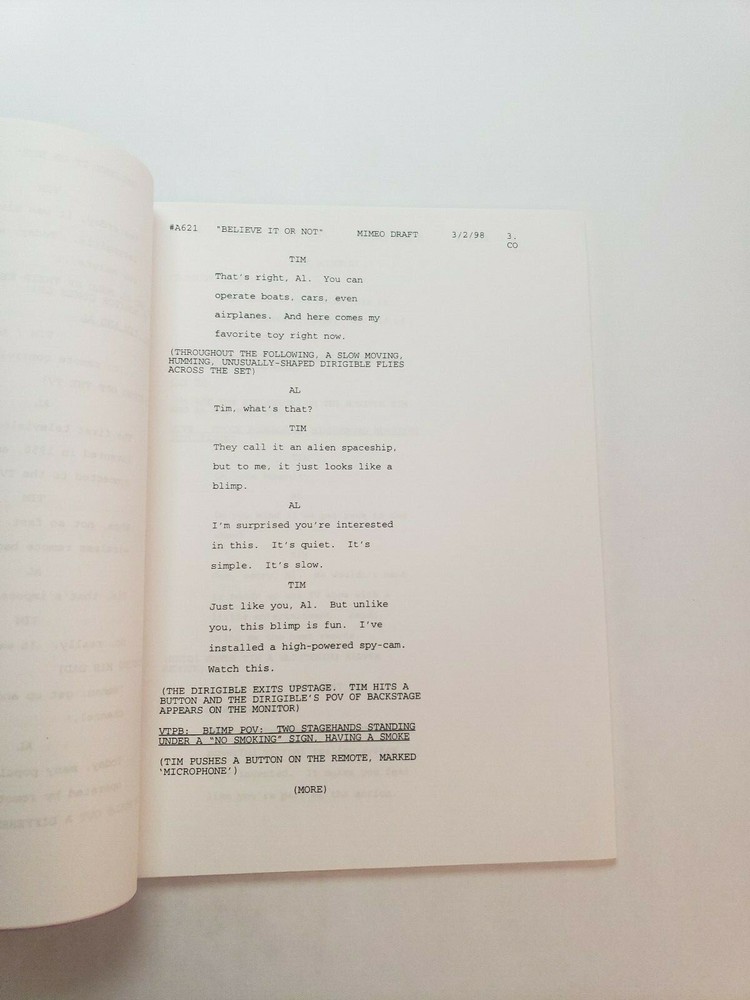 HOME IMPROVEMENT / Jon Vandergriff 1998 TV Script, "Believe It or Not"
