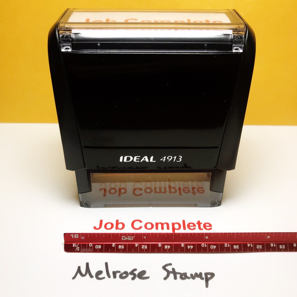 Job Complete Rubber Stamp Red Ink Self Inking Ideal 4913