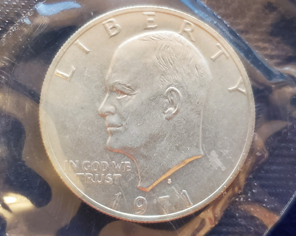1971-S Eisenhower [40% Silver] Dollar Uncirculated w/Blue OGP