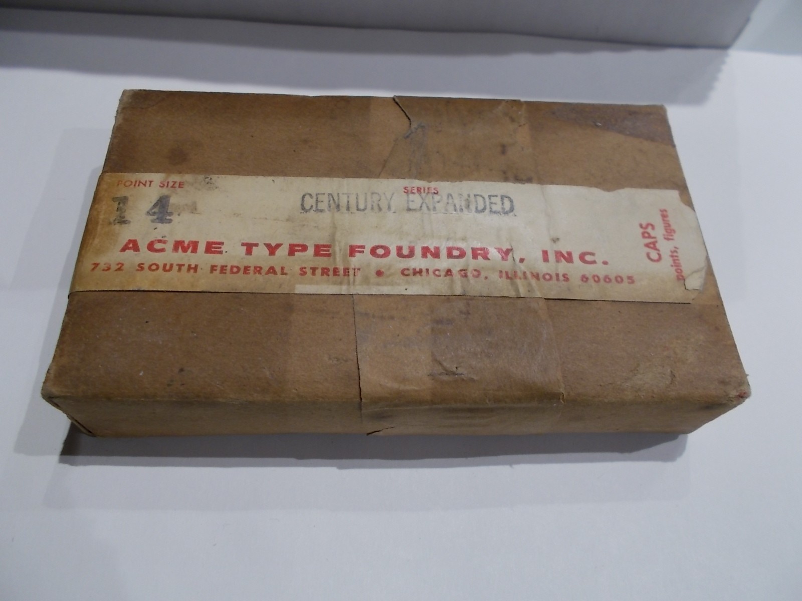 LETTERPRESS TYPE 14 Pt. CENTURY EXPANDED - ACME TYPEFOUNDERS OF CHICAGO NEW TYPE