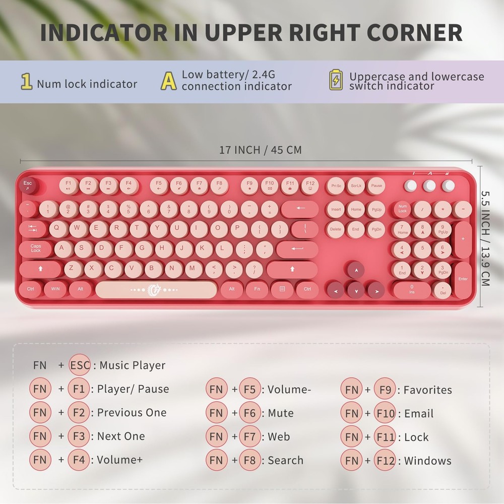 Wireless Keyboard and Mouse Combo, 2.4 GHz Wireless Full-Sized Typewriter Key...