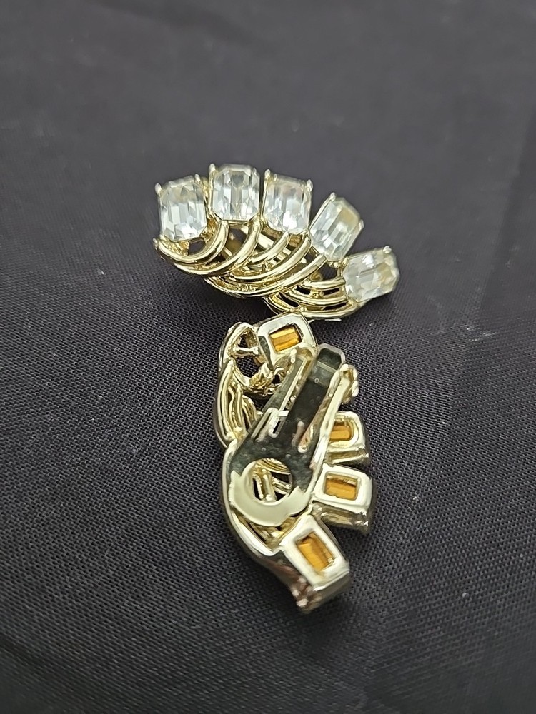 1950's Signed Dodds Gold & Crystal Earrings