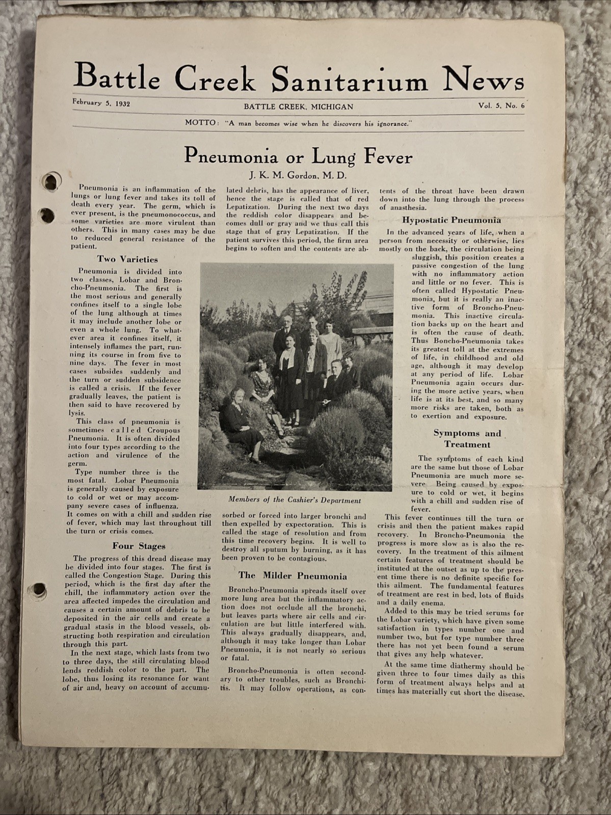 Battle Creek Sanitarium Newsletters