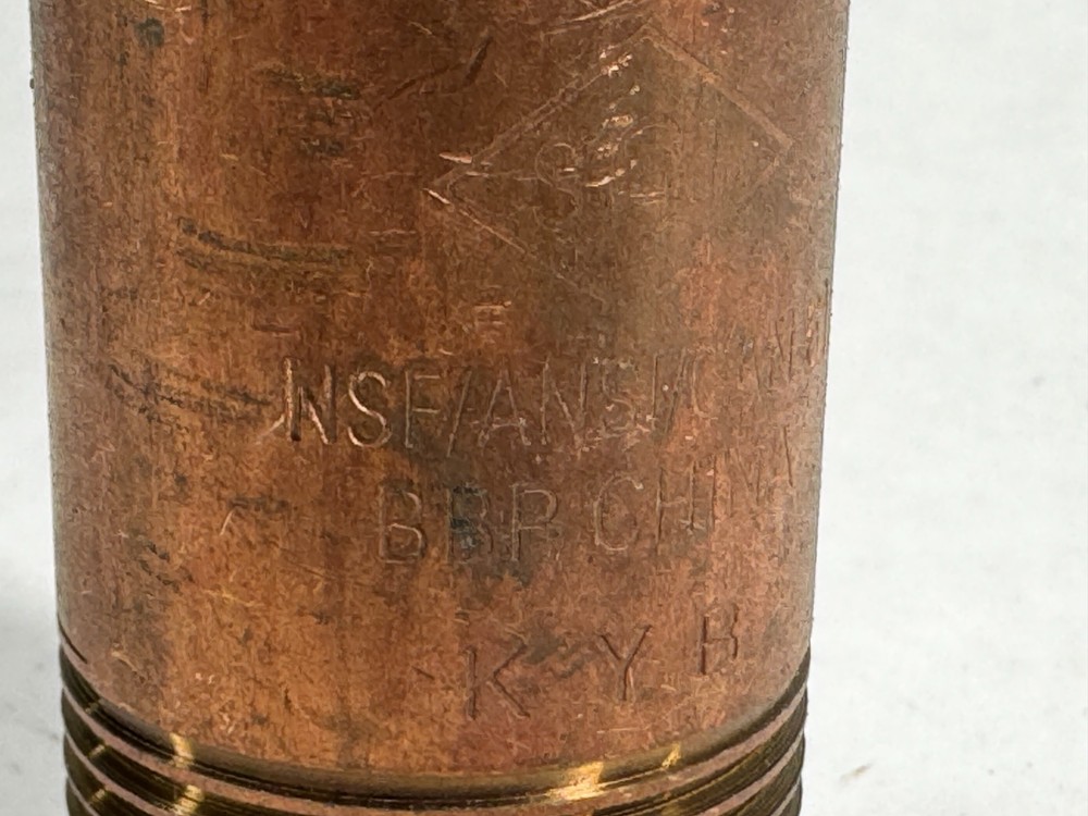 Brass Nipple 1" NPT Schedule 40 x 3" Long, Thread Both Ends