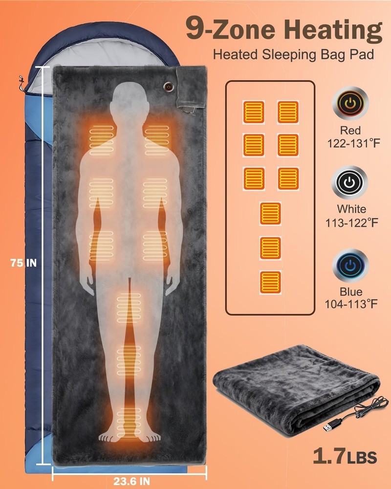 Multi-Functional Heated Sleeping Bag Liner - Versatile Warmth for Outdoor Use