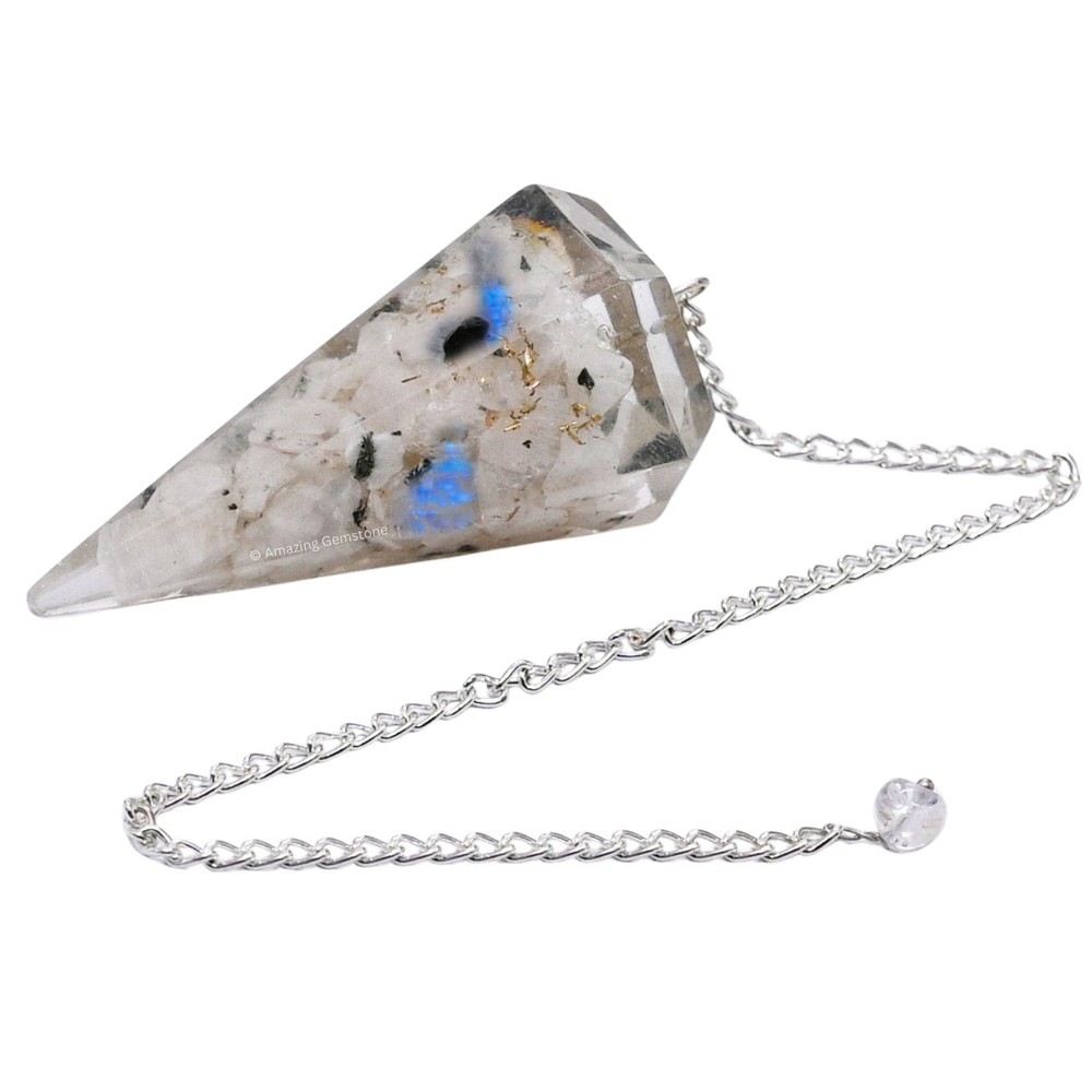 Rainbow Moonstone Orgone Crystal Pendulums
