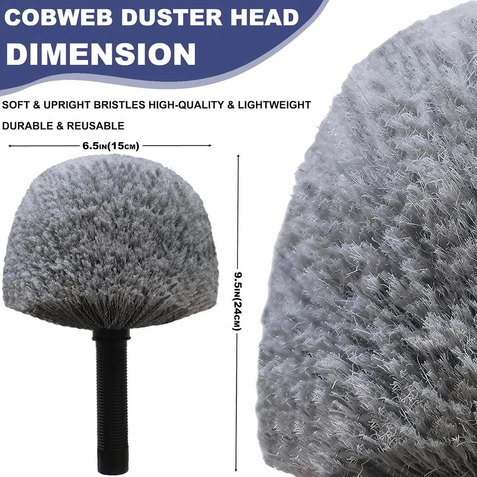 Cobweb Duster Spider Web Brush Webster Remover Replacement Head for Pole