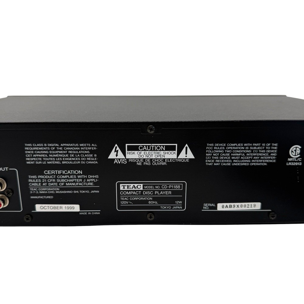 Teac CD-P1188 Compact Disc Player Tested & Working Nice