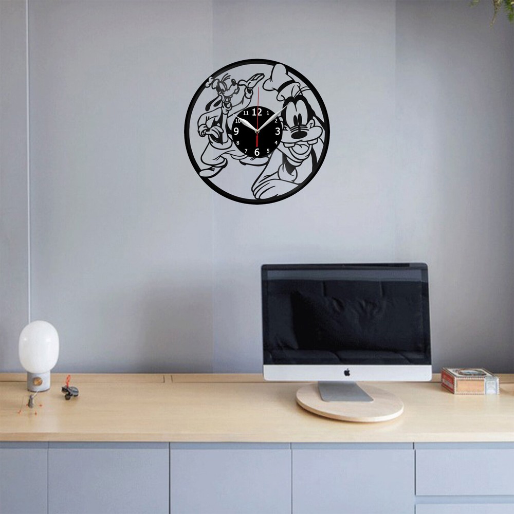 Goofy Vinyl Record Wall Clock Decor Handmade 6350